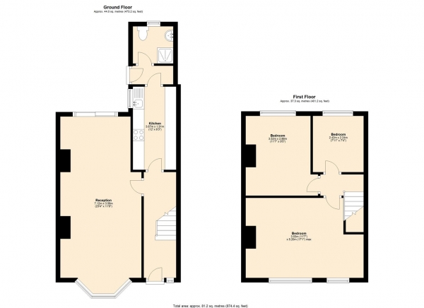 Floor Plan for 3 Bedroom Terraced House for Sale in Durham Road, Dagenham, RM10, 8AN - Guide Price &pound425,000