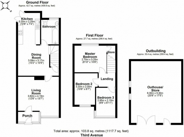 Floor Plan Image for 3 Bedroom End of Terrace House for Sale in Third Avenue, Dagenham