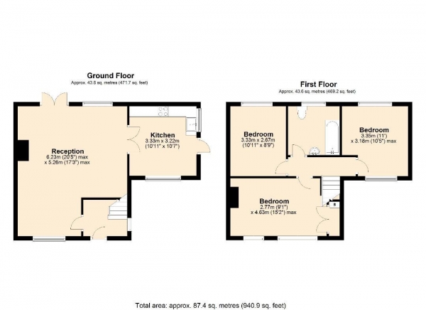 Floor Plan Image for 3 Bedroom End of Terrace House for Sale in Dare Gardens, Dagenham