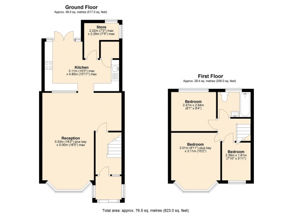 Floor Plan Image for 3 Bedroom Terraced House for Sale in Naseby Road, Dagenham.