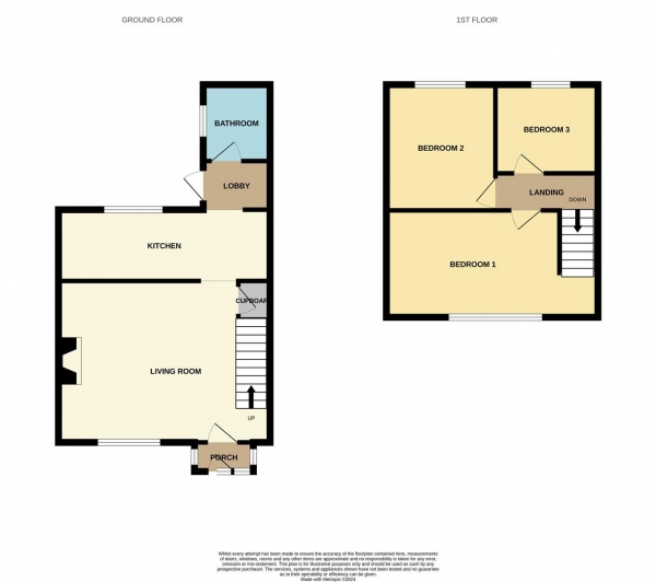 Floor Plan for 3 Bedroom Terraced House for Sale in Fitzstephen Road, Dagenham, RM8, 2YH - Guide Price &pound375,000