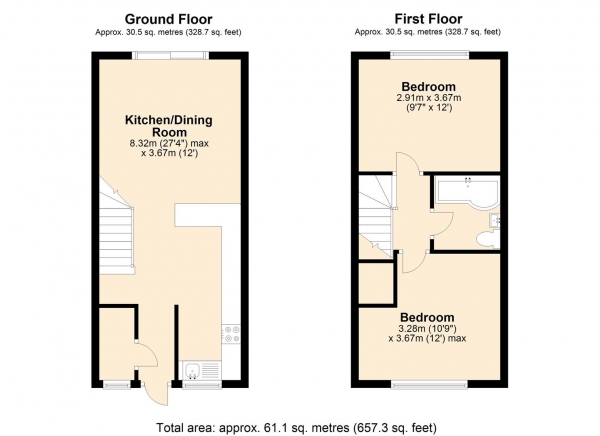 Floor Plan Image for 2 Bedroom Terraced House for Sale in Puffin Close, Barking