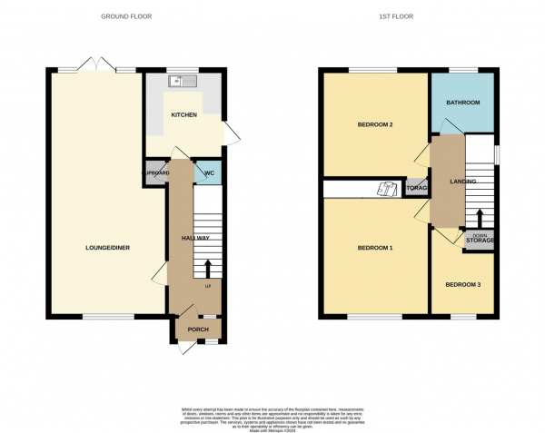 Floor Plan for 3 Bedroom Semi-Detached House for Sale in Cornell Way, Romford, RM5, 2HN - Guide Price &pound450,000