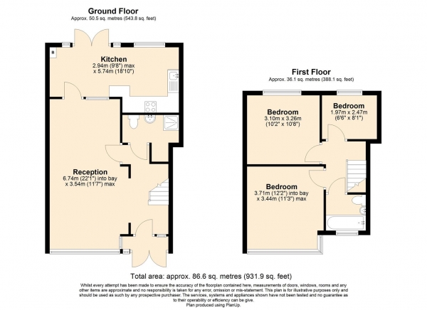 Floor Plan Image for 3 Bedroom Terraced House for Sale in Barton Avenue, Romford