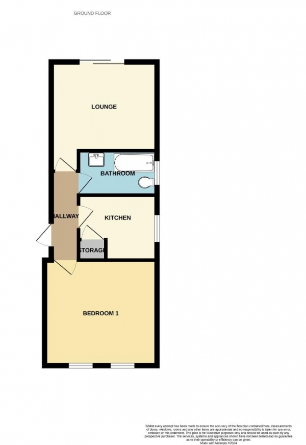 Floor Plan for 1 Bedroom Apartment for Sale in Second Avenue, Dagenham, RM10, 9DX - Guide Price &pound200,000