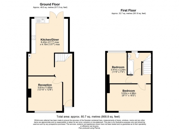 Floor Plan Image for 2 Bedroom Terraced House for Sale in Grafton Road, Dagenham