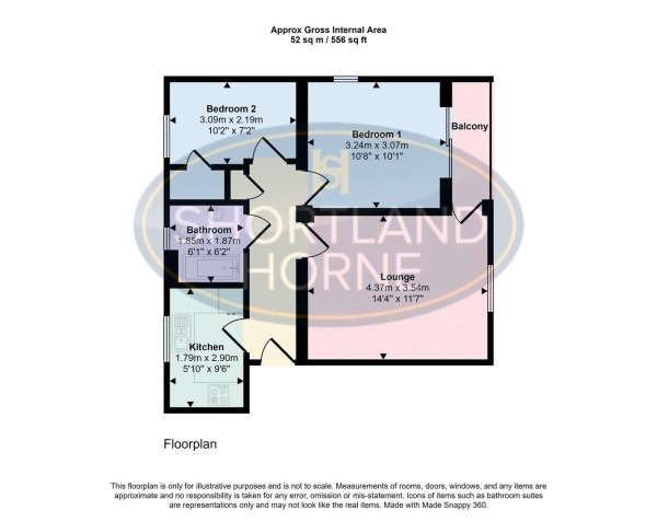 Floor Plan for 2 Bedroom Apartment for Sale in Poppleton Close, Earlsdon, Coventry, CV1, 3BF - Guide Price &pound149,950