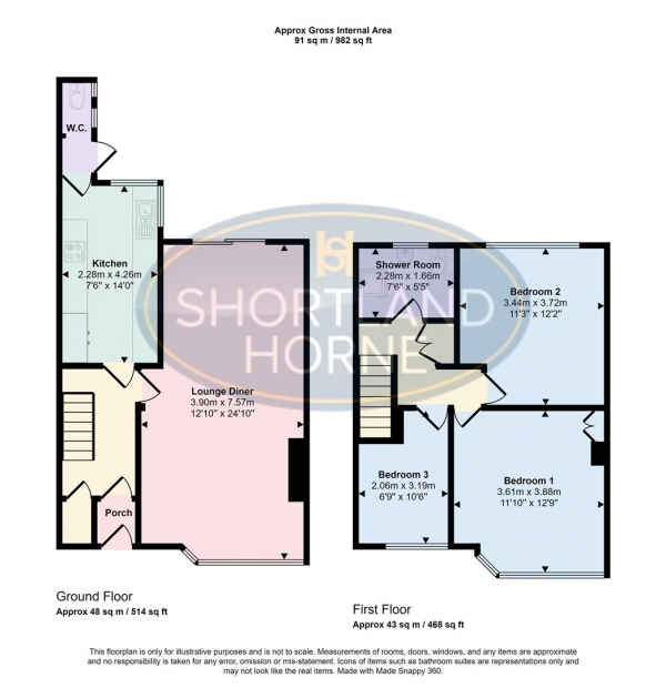 Floor Plan for 3 Bedroom Terraced House for Sale in Cheriton Close, Allesley Park, Coventry, CV5, 9JX -  &pound205,000