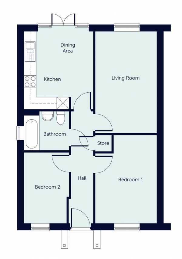Floor Plan Image for 2 Bedroom Semi-Detached Bungalow for Sale in Rugby Road, Binley Woods, Coventry