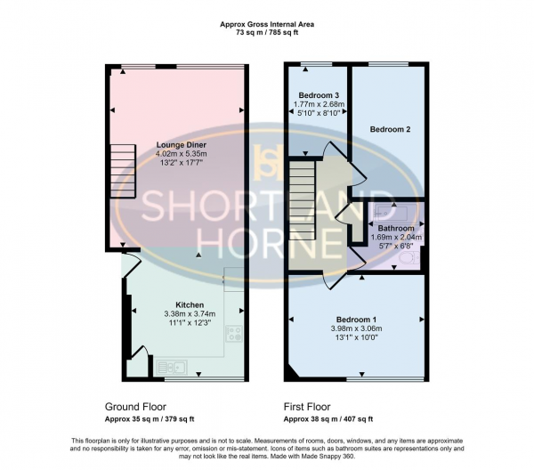 Floor Plan for 3 Bedroom Maisonette for Sale in Branstree Drive, Holbrooks, Coventry, CV6, 6GB - Guide Price &pound159,000