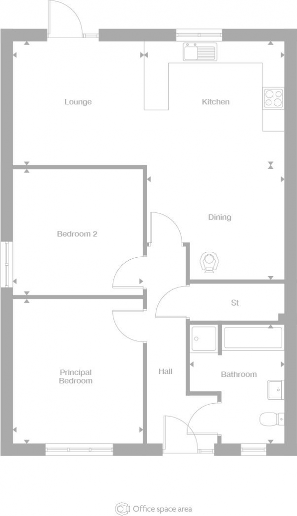 Floor Plan Image for 2 Bedroom Detached Bungalow for Sale in Cannadine Road, Kenilworth, CV8