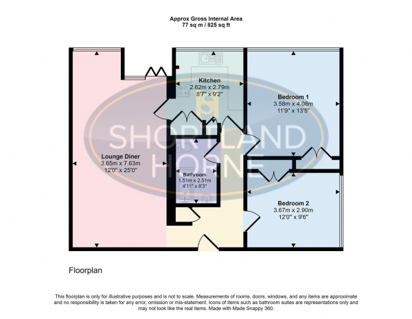 Floor Plan for 2 Bedroom Flat for Sale in Kenilworth Court, Coventry, CV3, 6HZ - Guide Price &pound160,000