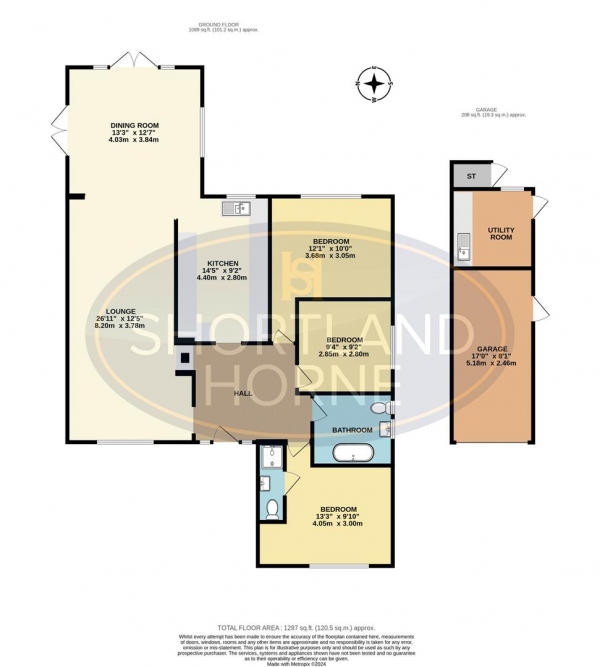 Floor Plan for 3 Bedroom Detached Bungalow for Sale in Trevor Close, Tile Hill, Coventry, CV4, 9HP - Offers Over &pound450,000