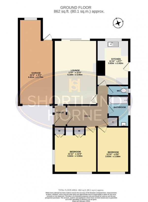 Floor Plan Image for 2 Bedroom Detached Bungalow for Sale in Ilmington Close, Finham, Coventry