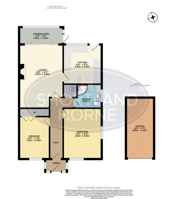 Floor Plan Image for 2 Bedroom Semi-Detached Bungalow for Sale in Crecy Road, Cheylesmore, Coventry