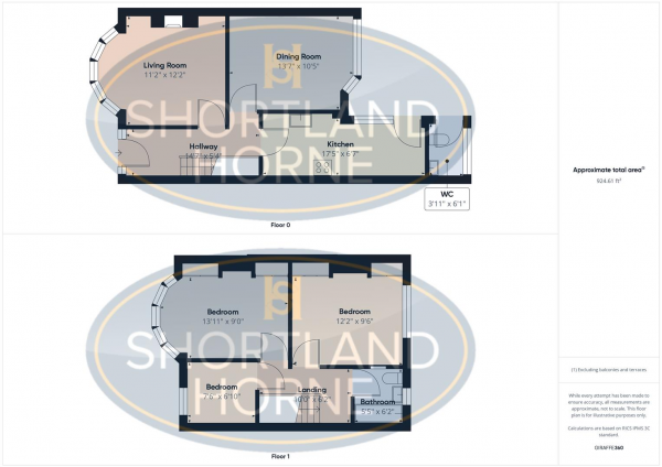 Floor Plan Image for 3 Bedroom Terraced House to Rent in Bromleigh Drive, Copsewood, Coventry