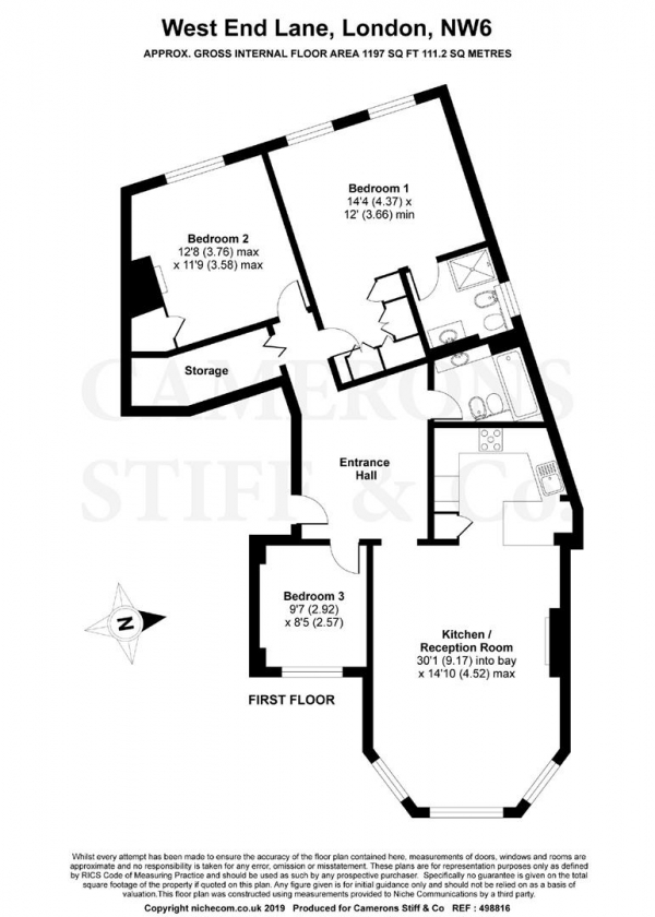 Floor Plan Image for 3 Bedroom Apartment for Sale in West End Lane, London