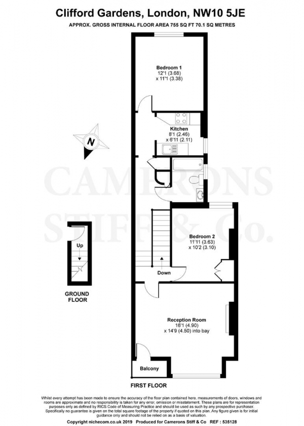 Floor Plan Image for 2 Bedroom Flat for Sale in Clifford Gardens, London