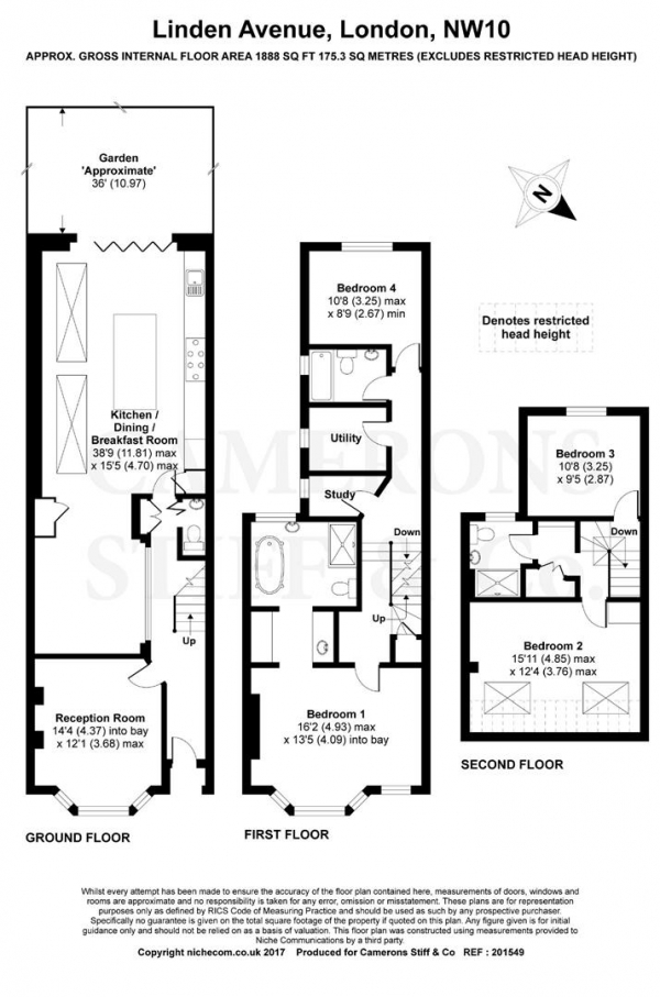 Floor Plan Image for 4 Bedroom Terraced House for Sale in Linden Avenue, Kensal Rise