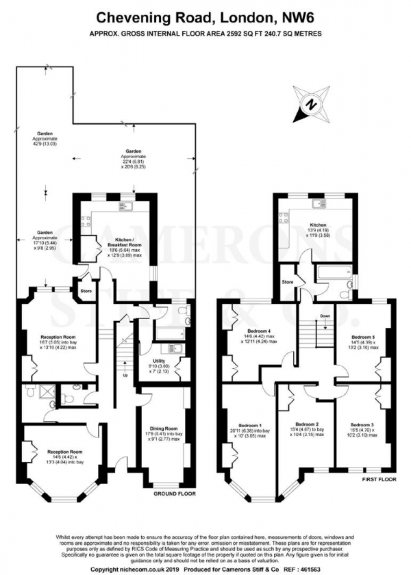 Floor Plan Image for 5 Bedroom Terraced House for Sale in Chevening Road, Queens Park