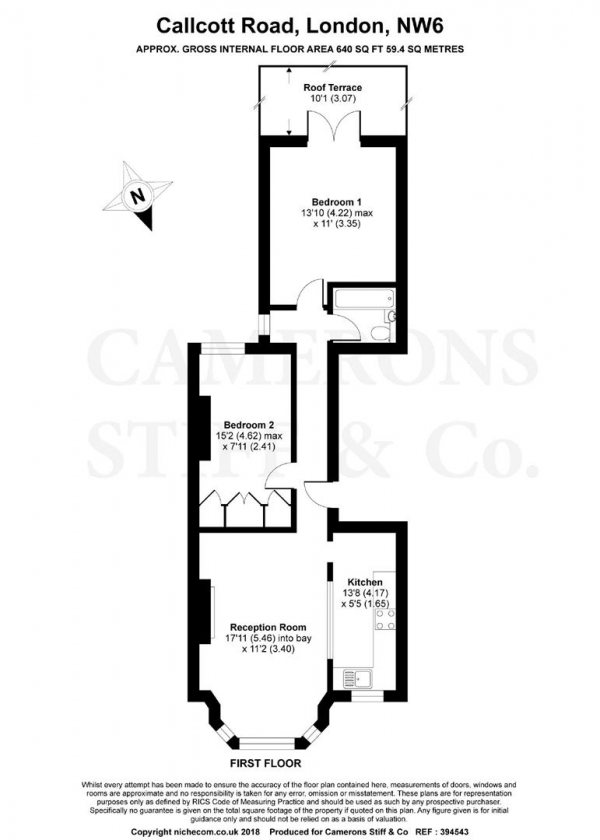 Floor Plan Image for 2 Bedroom Flat for Sale in Callcott Road, Queens Park