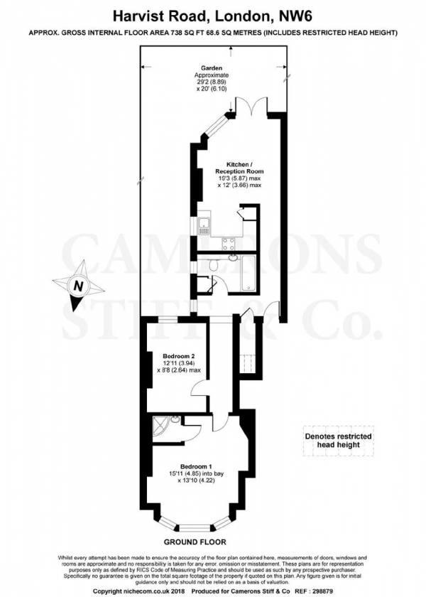 Floor Plan Image for 2 Bedroom Flat for Sale in Harvist Road, Queens Park