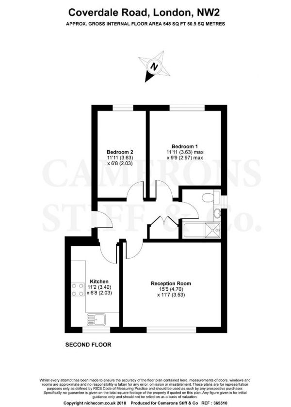 Floor Plan Image for 2 Bedroom Apartment for Sale in Coverdale Road, Brondesbury Park