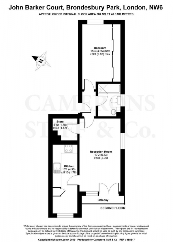 Floor Plan Image for 1 Bedroom Flat for Sale in Brondesbury Park, London