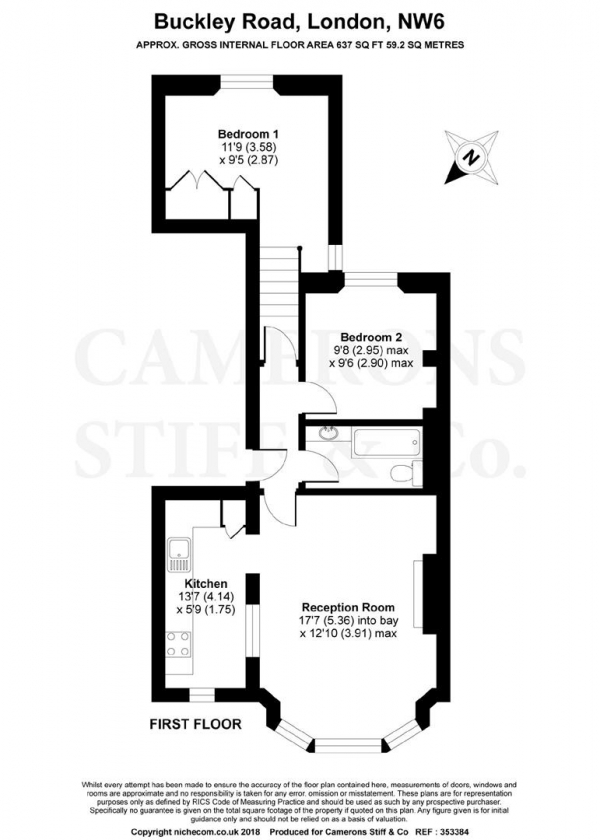 Floor Plan Image for 2 Bedroom Apartment for Sale in Buckley Road, Brondesbury