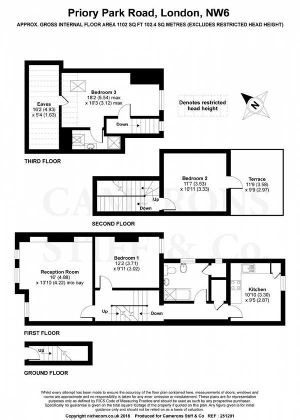 Floor Plan Image for 3 Bedroom Apartment for Sale in Priory Park Road, Queens Park