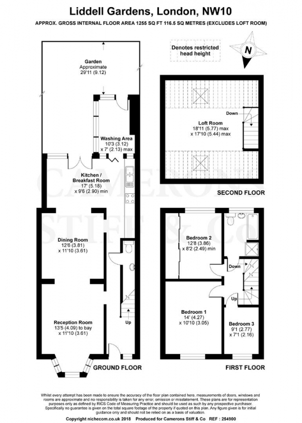 Floor Plan Image for 3 Bedroom Terraced House for Sale in Liddell Gardens, Queens Park