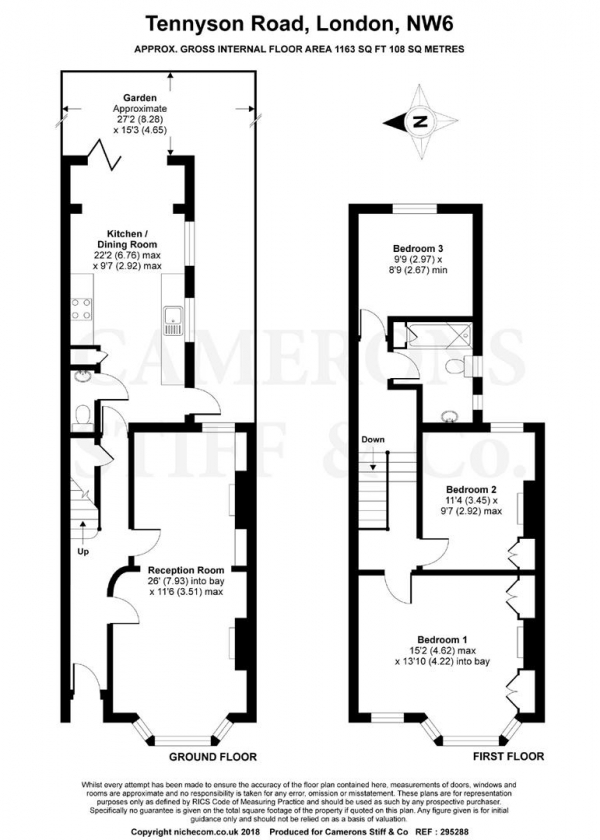 Floor Plan Image for 3 Bedroom Terraced House for Sale in Tennyson Road, Queens Park