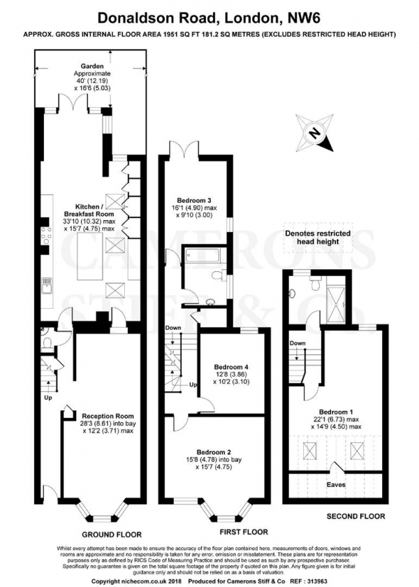 Floor Plan Image for 4 Bedroom Terraced House for Sale in Donaldson Road, Queens Park