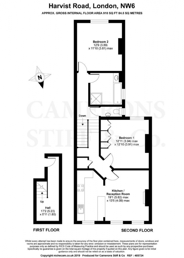 Floor Plan Image for 2 Bedroom Flat for Sale in Harvist Road, London