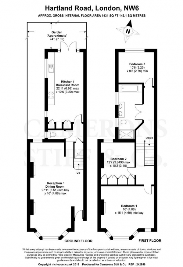 Floor Plan Image for 3 Bedroom Terraced House for Sale in Hartland Road, Queens Park