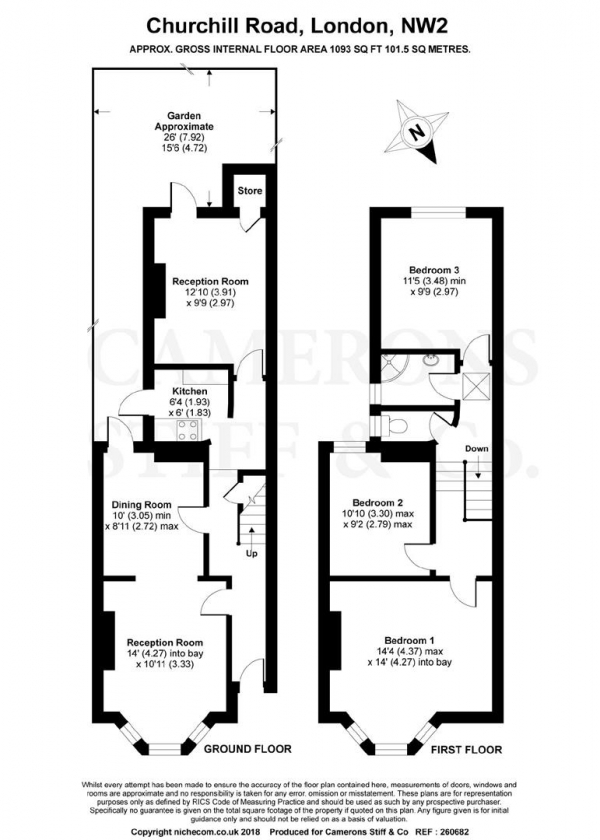 Floor Plan Image for 3 Bedroom Terraced House for Sale in Churchill Road, Willesden Green