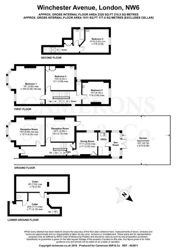 Floor Plan Image for 4 Bedroom End of Terrace House for Sale in Winchester Avenue, London