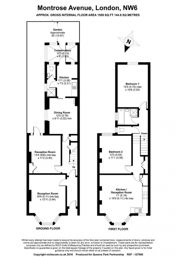 Floor Plan Image for 3 Bedroom Terraced House for Sale in Montrose Avenue, Queens Park