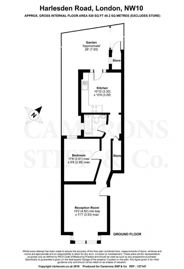 Floor Plan Image for 1 Bedroom Apartment for Sale in Harlesden Road, Willesden