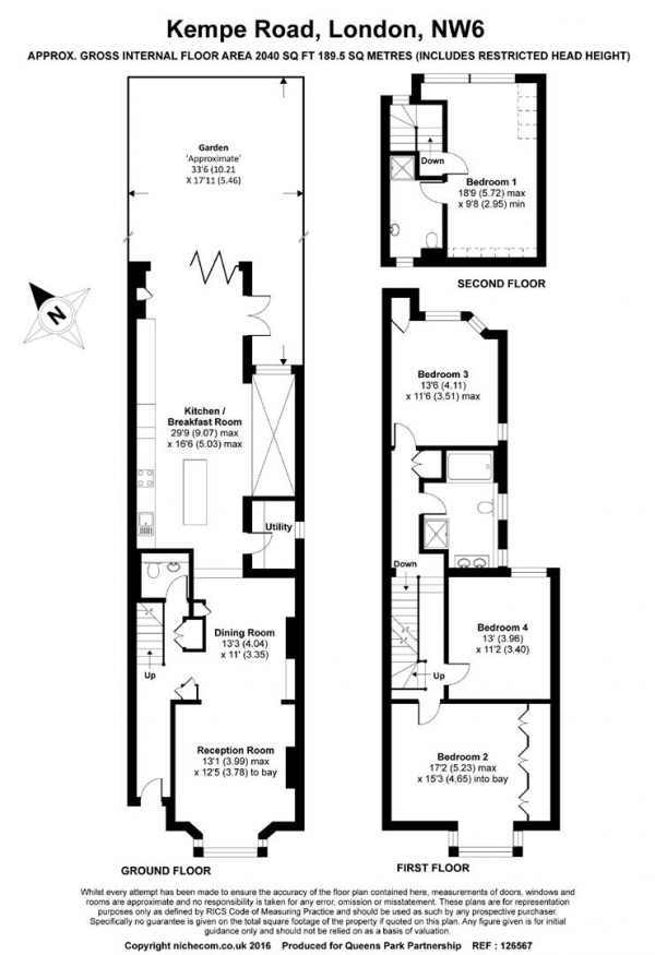 Floor Plan Image for 4 Bedroom Terraced House for Sale in Kempe Road, Queens Park