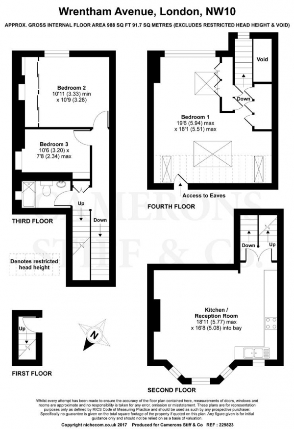 Floor Plan Image for 3 Bedroom Apartment for Sale in Wrentham Avenue, Queens Park