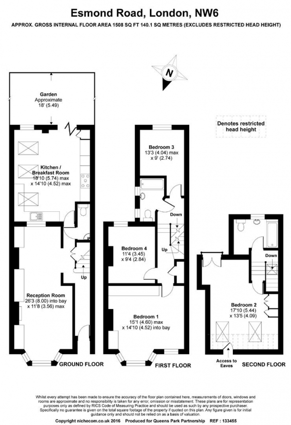 Floor Plan Image for 4 Bedroom Terraced House for Sale in Esmond Road, Queens Park