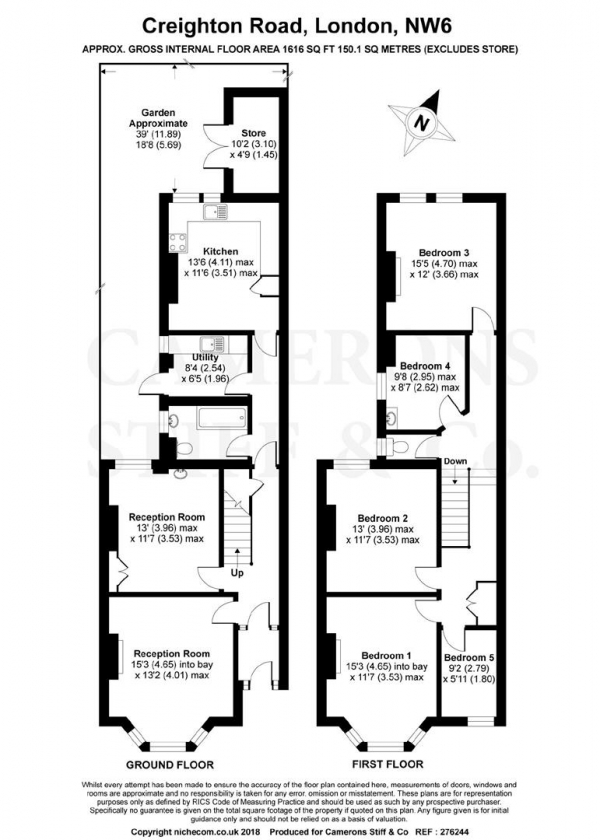 Floor Plan Image for 5 Bedroom Terraced House for Sale in Creighton Road, Queens Park