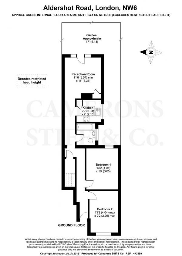 Floor Plan Image for 2 Bedroom Flat for Sale in Aldershot Road, Brondesbury Conservation Area, London