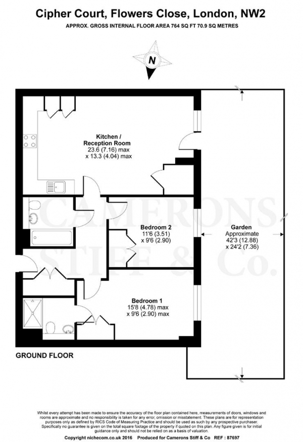 Floor Plan Image for 2 Bedroom Apartment for Sale in Flowers Close, Dollis Hill