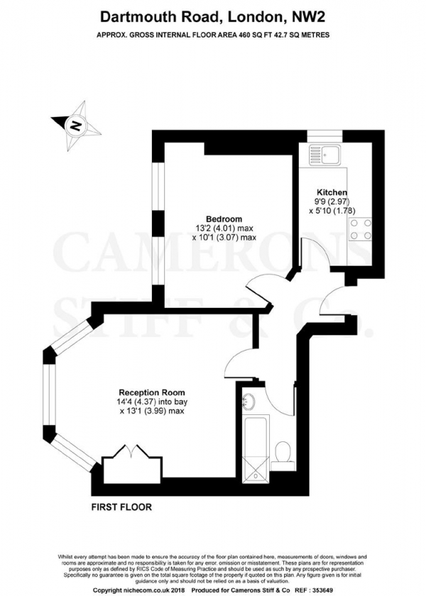 Floor Plan Image for 1 Bedroom Apartment for Sale in Dartmouth Road, Mapesbury Conservation Area