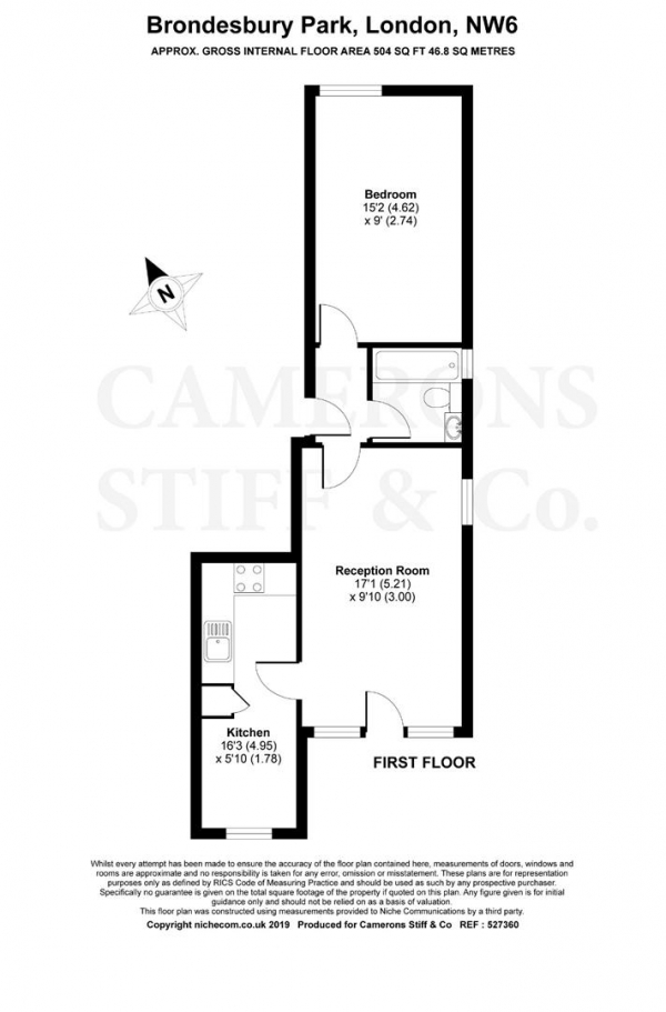 Floor Plan Image for 1 Bedroom Flat for Sale in Brondesbury Park, London