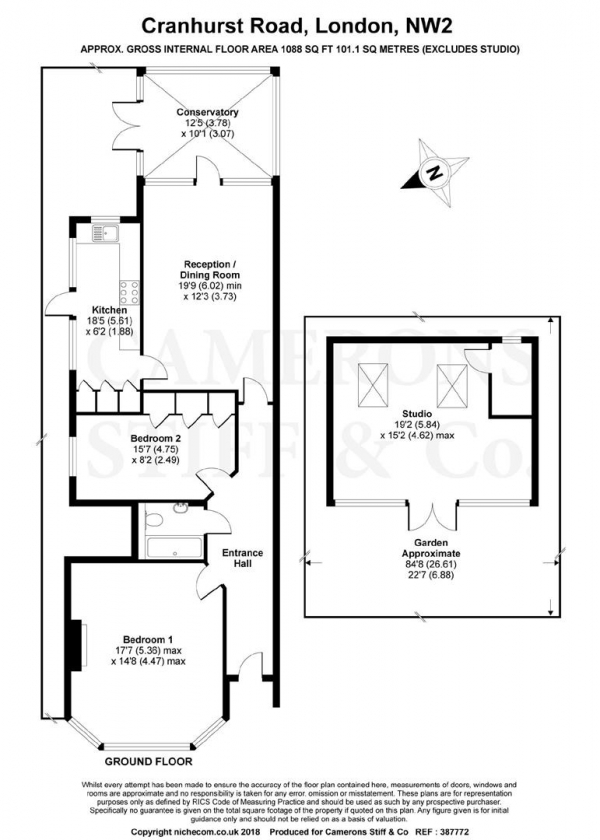 Floor Plan Image for 2 Bedroom Flat for Sale in Cranhurst Road, Willesden Green