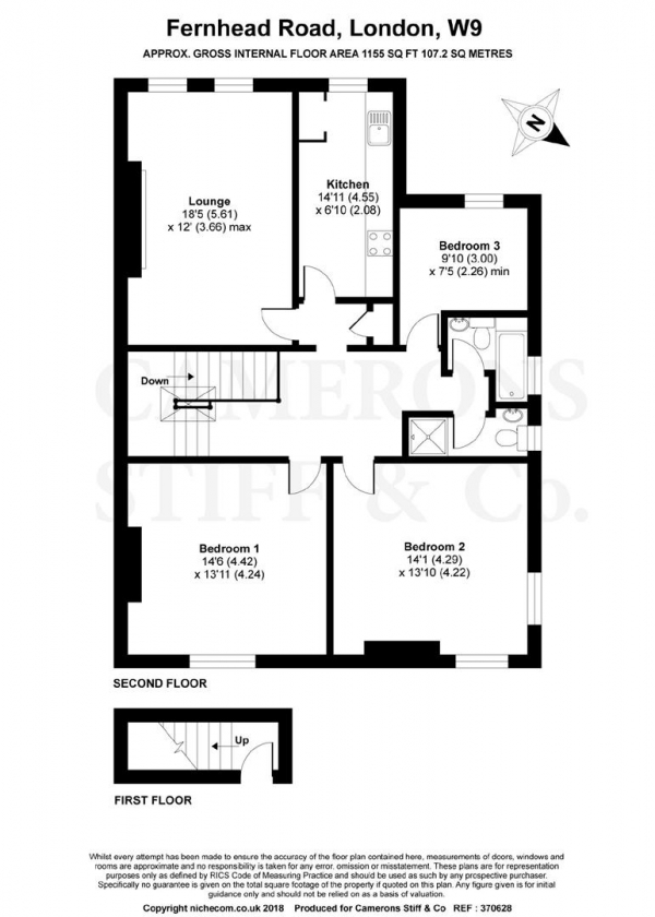 Floor Plan Image for 3 Bedroom Apartment for Sale in Fernhead Road, Queens Park