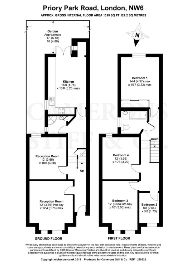 Floor Plan Image for 4 Bedroom Terraced House for Sale in Priory Park Road, Queens Park